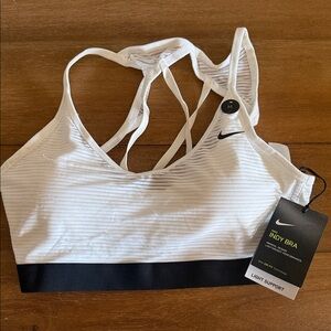 Nike Women's Striped White and Black Sports Bra
